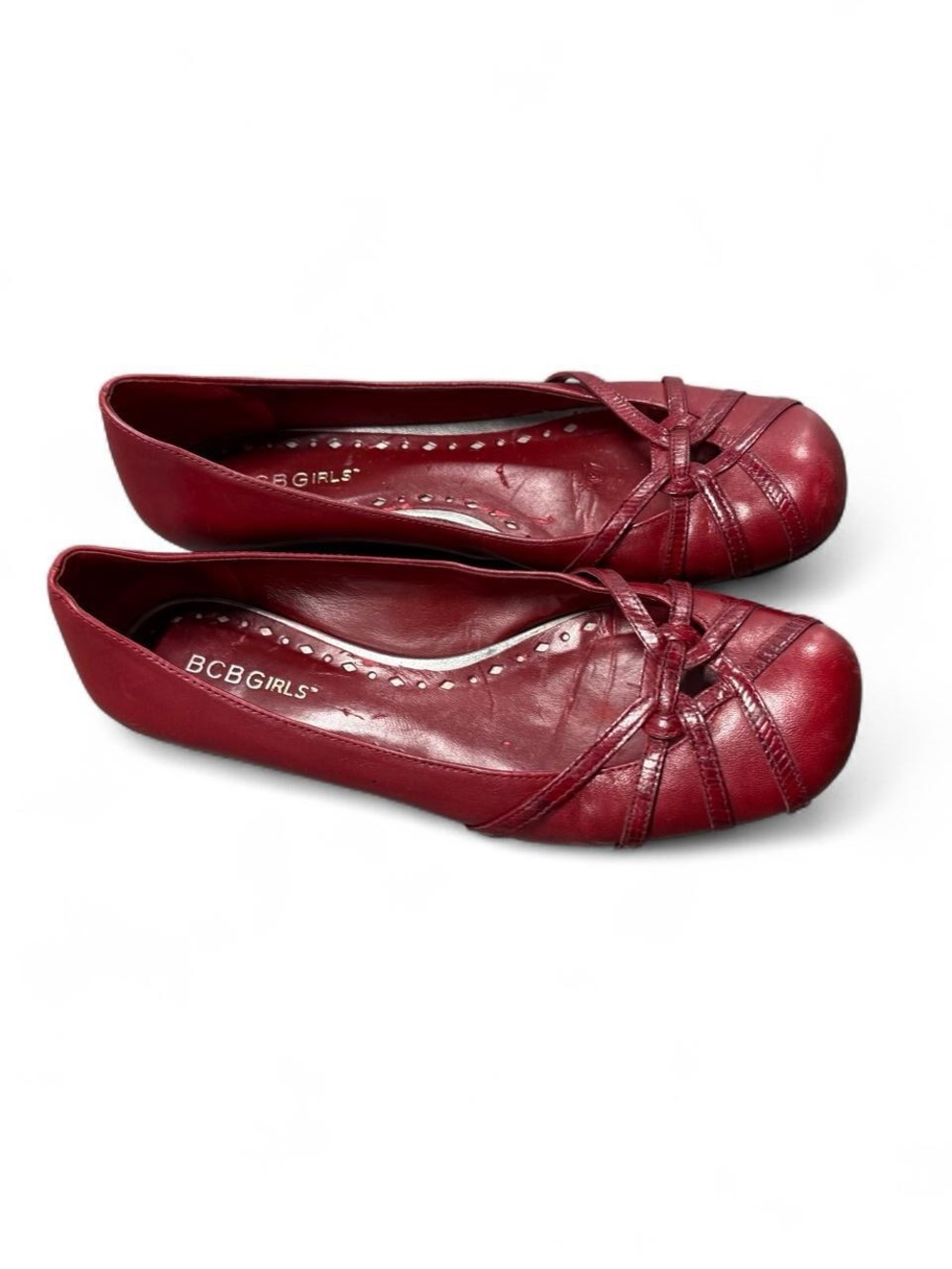 BCBGirls Burgundy Leather Knot-Detail Ballet Flats - Picture 7 of 7